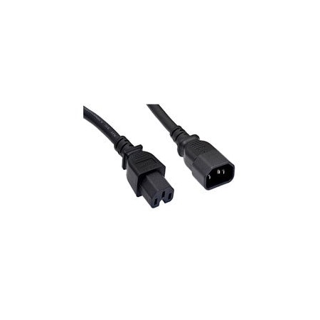 Cable Wholesale High Temperature Power Cord, C14 to C15, 14AWG, 15 Amp / 250 Volt, UL SJT, Black, 8 foot 10W2-07108